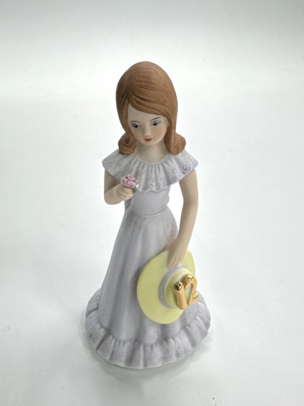 Vintage Enesco Growing Up Birthday Girl Year 12 Porcelain Figurine Brown Hair